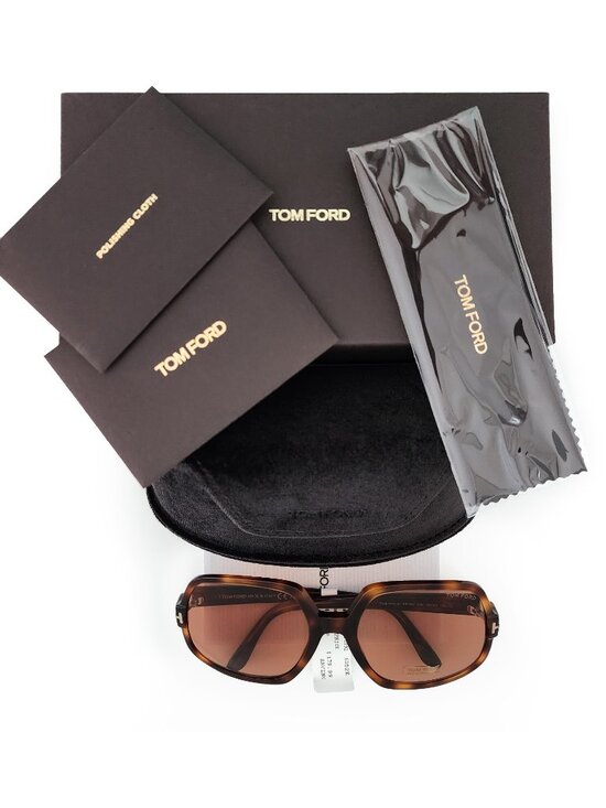 Tom Ford Delphine-02 TF992 52E 60mm Oversized Butterfly Sunglasses Havana Brown